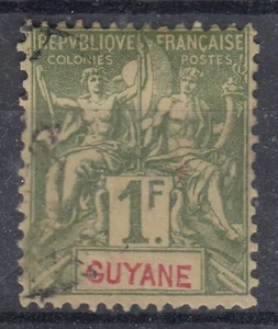 Guyana: TYP GRUPPE 1F OLIV NR. 42 MIT LEICHTER STEMPELUNG - Bild 1 von 2