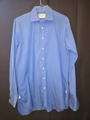 Thomas Pink French Cuff Dress Shirt Men’s 16/36 Blue Luxury Cotton - Image 1 of 4