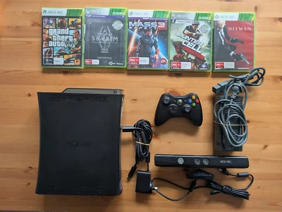 Microsoft Xbox 360 120GB Console Matte Black Bundle, Kinect + Controller + Games - Image 1 of 4