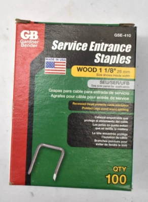 Grapas de entrada de servicio Gardner Bender eléctricas GB madera 1-1/8" paquete de 100 GSE-410 Foto 1 de 4