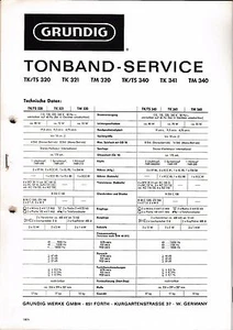 Service Manual für Grundig TK/TS 320,TK 321,TM 320,TK/TS 340,TK 341,TM 340 - Picture 1 of 1