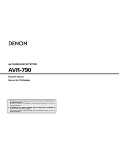 Denon AVR-790 Receiver Owners Instruction Manual - Picture 1 of 1