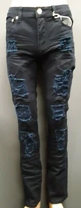 Men's Argonaut Nation Distressed Jeans with Rips - Navy Blue - Picture 1 of 4