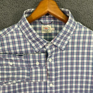 Faherty Mens XL Long Sleeve Button Down Shirt Supima Cotton Blend Gray Check - Picture 1 of 15