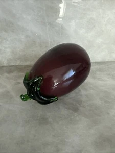 Vintage Murano Stil Kunst Glas mundgeblasen Dekor Gemüse Ei Pflanze lila 4,5" - Bild 1 von 9