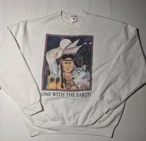Vintage Native American Human I Tees Crewneck 90s Earth Nature Vegan Animals XL - Picture 1 of 11