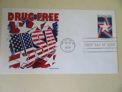 Drug Free USA 2020 Forever Stamp Fdc Sc#5542 Panda Cachet Cover-Machine Cancel - Image 1 of 2
