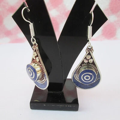 Pendientes colgantes colgantes de lapislázuli tibetanos joyería boho para mujeres y niñas Foto 1 de 4