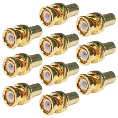 10x BNC Male to RCA Female Coaxial Coax Adapter Converter Connector Gold CCTV - Image 1 of 3