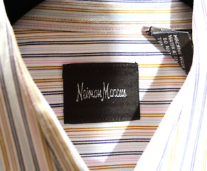 VINTAGE SPRING Neiman Marcus Men's White Stripe Short Sleeve Shirt MEDIUM