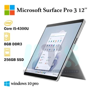 Microsoft Surface Pro 3 12" CPU Core i5-4300U RAM 8GB DDR3, Disque dur 256GB SSD - Imagen 1 de 1