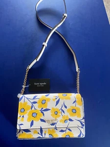 NWT Kate Spade Morgan Sunshine Floral Flap Chain Wallet Crossbody w/Dust Bag - Picture 1 of 13