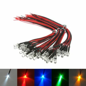 5pcs 3/5mm Pre-Wired Flashing LEDs Bulb Ultra Bright 3V 6V 9V 12V 24V 36V 48V - Picture 1 of 12