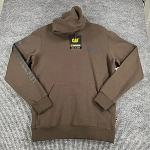 Caterpillar CAT Hoodie Sweatshirt Mens Medium Brown Long Sleeve Work Casual New - Picture 1 of 13