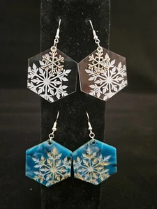 Winter Theme Acryllic Drop Earrings - Picture 1 of 6