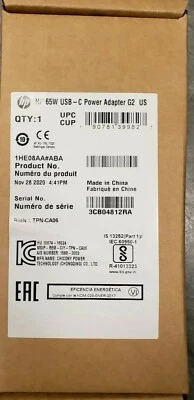 NEW Original HP 65W USB-C TPN-CA06 Ac Adapter For 925740-002 HP spectre X2 X360 - Image 1 of 3