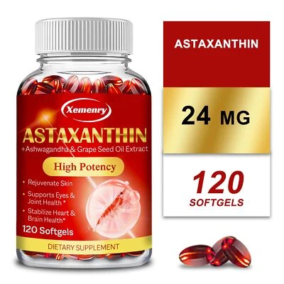 Astaxanthin 24mg Capsules - Supports Skin, Eye, Joint Heart Health Immunity - Image 1 of 4