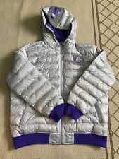 Mitchell & Ness Utah Jazz NBA Puffer Jacket Hooded Purple Gray Hardwood Classics