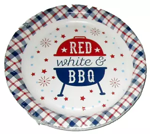 PATRIOTIC ~ luncheon Paper Plates ~ 14 Ct ~ 9" ~ RED,WHITE & BBQ - Picture 1 of 1