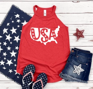 USA Patriotic Graphic Tank Top, Adult Medium tank, 4th of July tank Stars - Picture 1 of 1