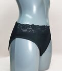 M&S Cotton Rich Lace Fabric Waist High Leg Knickers Black Size 8 to 24 (211202)