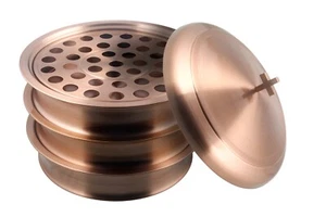 3 Holy Wine Communion Ware Church Set | Stainless Steel- Rose Gold Copper Finish - Photo 1 sur 6