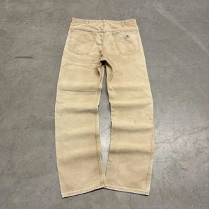 Vintage Carhartt Carpenter Hose Herren 32x32 hellbraun Doppelknie Latzhose Passform Arbeit - Bild 1 von 10