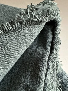 "Par de fundas de almohada Casaluna King de peso pesado mezcla de lino borde crudo verde 21x36""" - Imagen 1 de 13