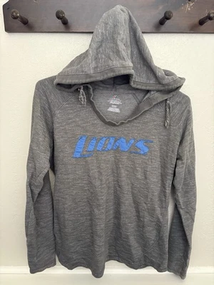 Majestic Fan Fashion Detroit Lions Hoodie Women’s M Gray Heather V-Neck - Image 1 of 4