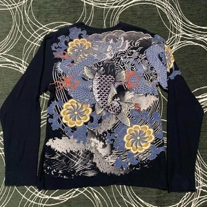 Karakuri Tamashii Dragon & Carp T-Shirts Embroidered Long Sleeve JP L (US M) - Picture 1 of 8