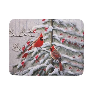 Red Birds Dish Drying Mat Winter Berry Dish Drainer Mats Absorbent Reversible... - Picture 1 of 7
