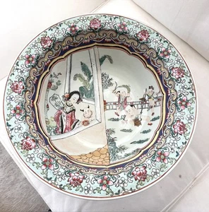 Chinesische Famille Rose Porzellan große Schale, Tongzhi Marke - Bild 1 von 9