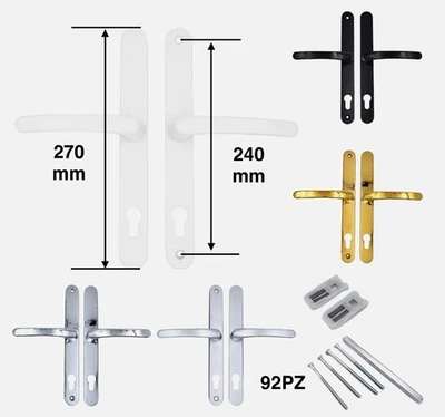 UPVC door handles 92PZ sprung 270mm long 240mm fix Blenheim style - Image 1 of 4