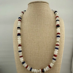 Collar de piedras preciosas Carolyn Pollack 925 rojo blanco azul piedra lunar lapislázuli cornalina - Imagen 1 de 6