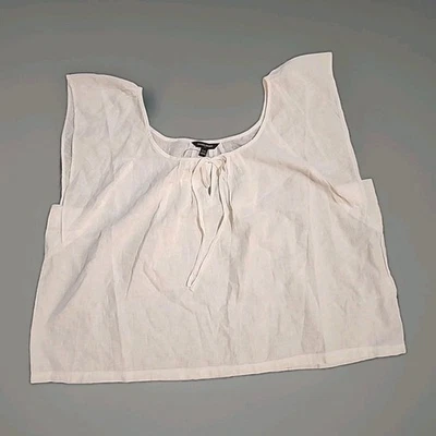 Banana Republic Womens Linen Blend Blouse Top sz XXL White Tie Neck Boho NEW NWT - Image 1 of 4