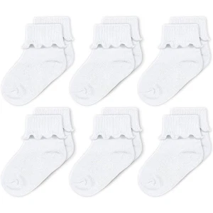 Calcetines con volantes para bebés niñas, blancos - 6 pares, 0-9 meses - Imagen 1 de 6