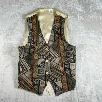 Cabin Creek Women's 2XL Vintage Multicolor Geometric Button Vest - Image 1 of 4