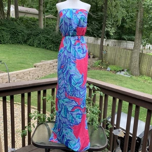 Vestido Maxi Tubo Lilly Pulitzer Emmett Elegante Rosa Colorido Para Mujer Talla XS - Imagen 1 de 10