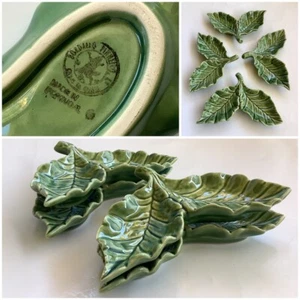 Bordallo Pinheiro Maiolica Verde Foglie di Agrifoglio Set 4 Piatti PORTOGALLO - Foto 1 di 12