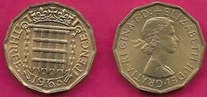 GREAT BRITAIN 3 PENCE 1963 1st PORTRAIT WITHOUT BRITT:OMN YOUNG LAUREATE PORTRAI - Picture 1 of 1