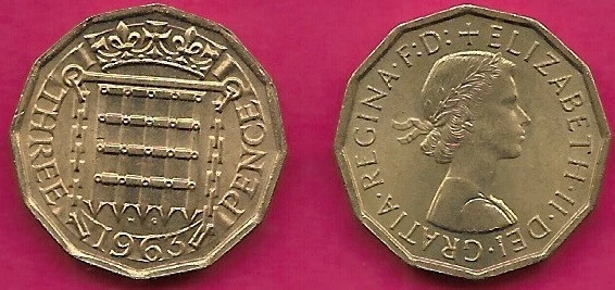 GREAT BRITAIN 3 PENCE 1963 1st PORTRAIT WITHOUT BRITT:OMN YOUNG LAUREATE PORTRAI - Image 1 of 1