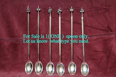 Cuchara mezcladora de bebidas heladas de cóctel Dutch Continental de plata maciza 835  Foto 1 de 4