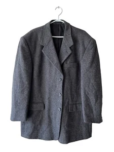 Vintage Protocol 100% Virgin Pure Wool Gray Car Coat Men 48B - Bild 1 von 15