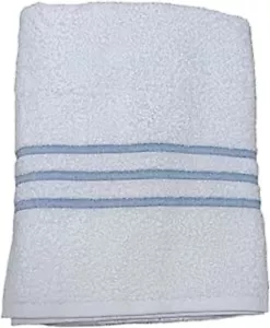 WHITE HOTEL LEISURE CLUB SPA POOL LARGE BATH SHEET SIZE 90X150cm 3 BLUE BAR - Picture 1 of 1