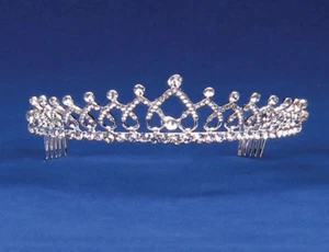 Elegante tiara corona de estrás plateado para todas las ocasiones regalo recuerdo - Imagen 1 de 1