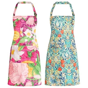 2er Pack Blumenschürzen mit Tasche verstellbar Küche Kochschürzen für Frauen - Bild 1 von 7