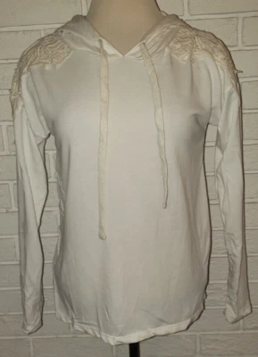 Pullover con capucha para mujer Rue 21 marfil manga larga talla pequeña Foto 1 de 3