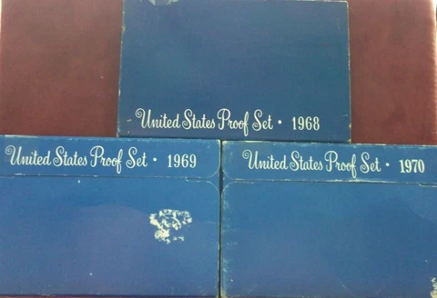LOT OF 6 MINT PROOF SETS FROM 1968 THROUGH 1973 IN OGP (36 COINS) Cover