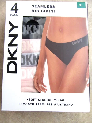 NUEVO DKNY Mujer XL Sin Costuras Acanalado Bikini Ropa Interior Panty Paquete de 4 Foto 1 de 2