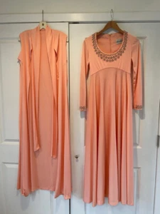 Women's Vintage Bejeweled Kay Kipps Dress & Cape * Size: 8 * Color: Peach - Picture 1 of 12
